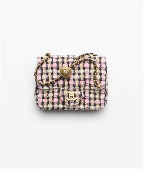 chanel mini rectangular tweed|Mini flap bag, Cotton tweed & gold.